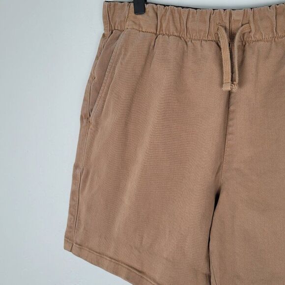 Everlane The Easy Short Organic Cotton Stretch Twill Elastic Waist Brown Size M - Picture 4 of 11
